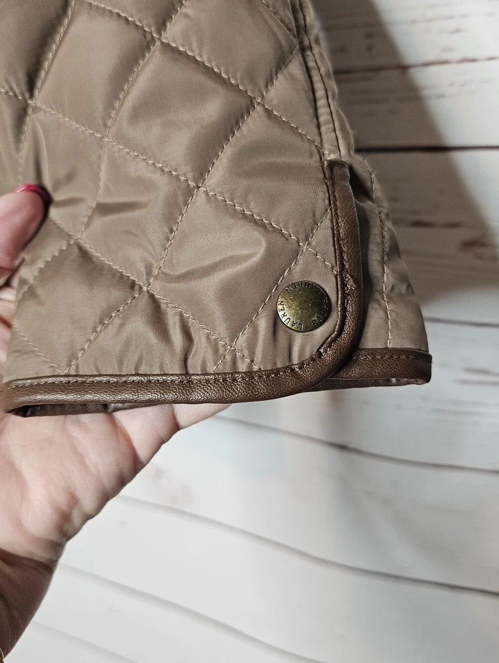 Lauren Ralph Lauren Diamond Quilted Barn Jacket with Faux Leather Trim